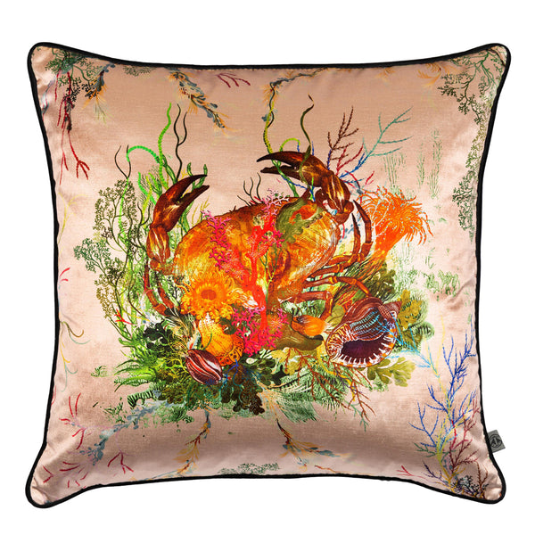 crab velvet cushion, timorous beasties, accessories | pillows and cushions, - adorn.house