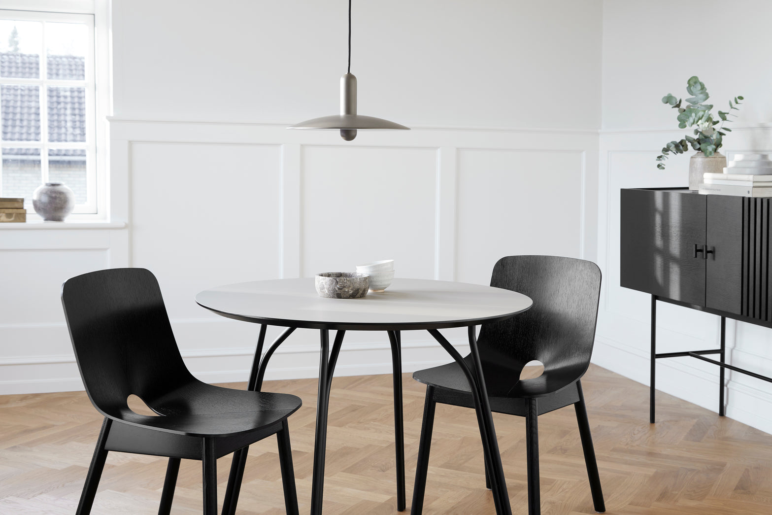 tree dining table 90 cm charcoal black/black by woud at adorn.house