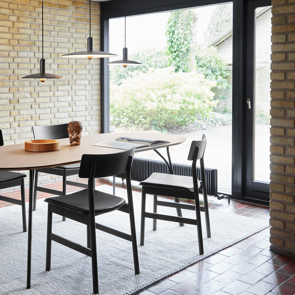 pause dining chair 2.0 - black w/leather by woud at adorn.house