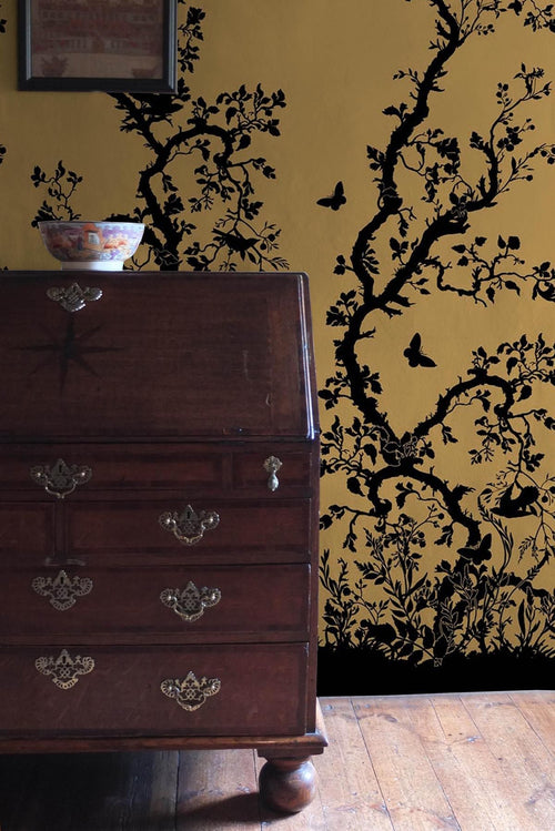 birdbranch hand printed wallpaper panel by timorous beasties wallpaper on adorn.house