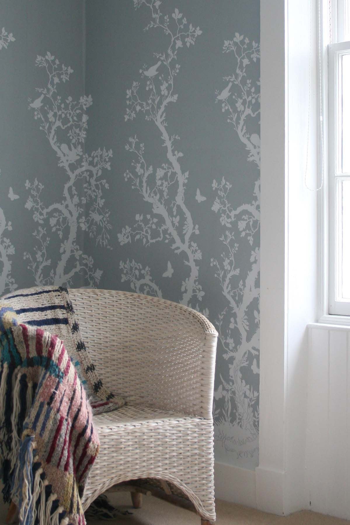 birdbranch hand printed wallpaper panel by timorous beasties wallpaper on adorn.house