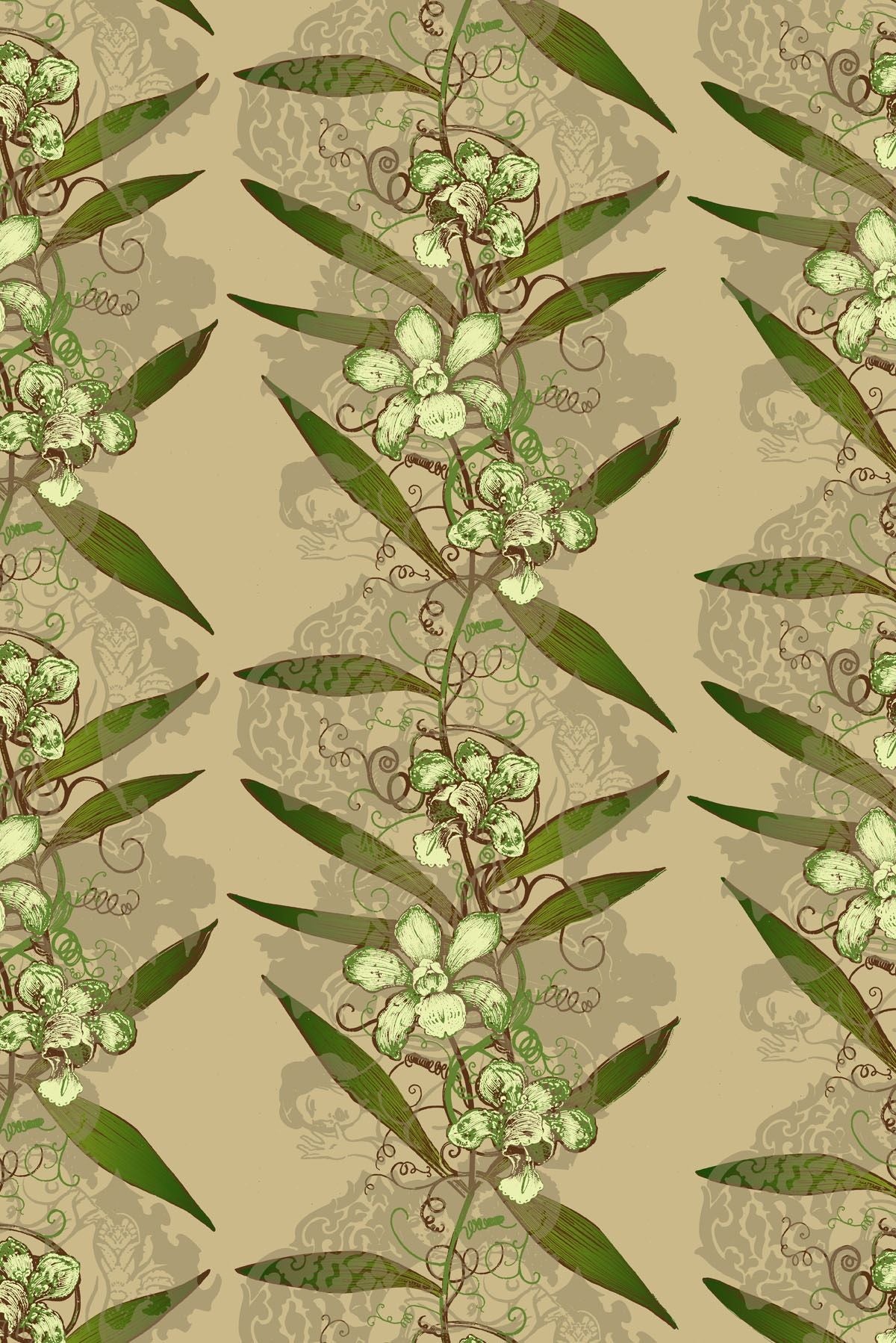 oriental orchid  hand printed wallpaper by timorous beasties on adorn.house
