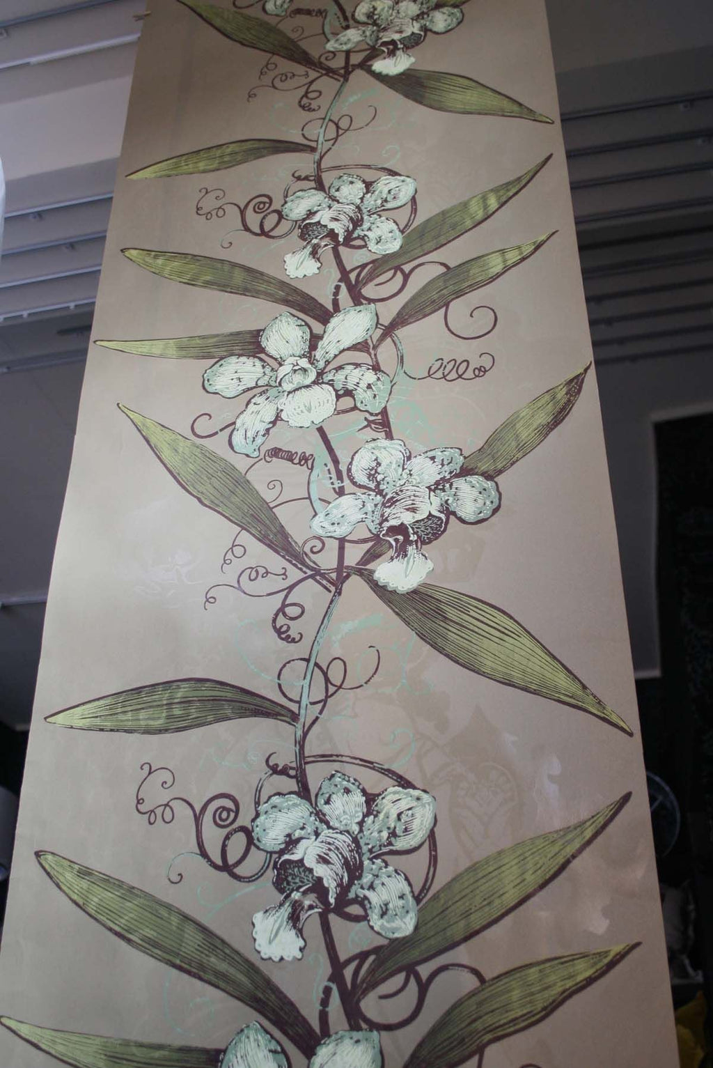 oriental orchid  hand printed wallpaper by timorous beasties on adorn.house