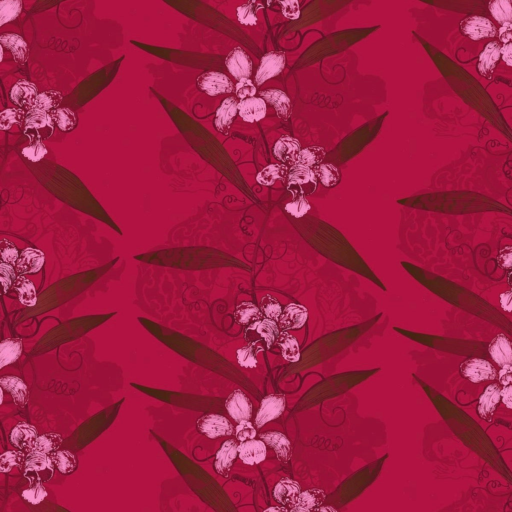 oriental orchid  hand printed wallpaper by timorous beasties on adorn.house