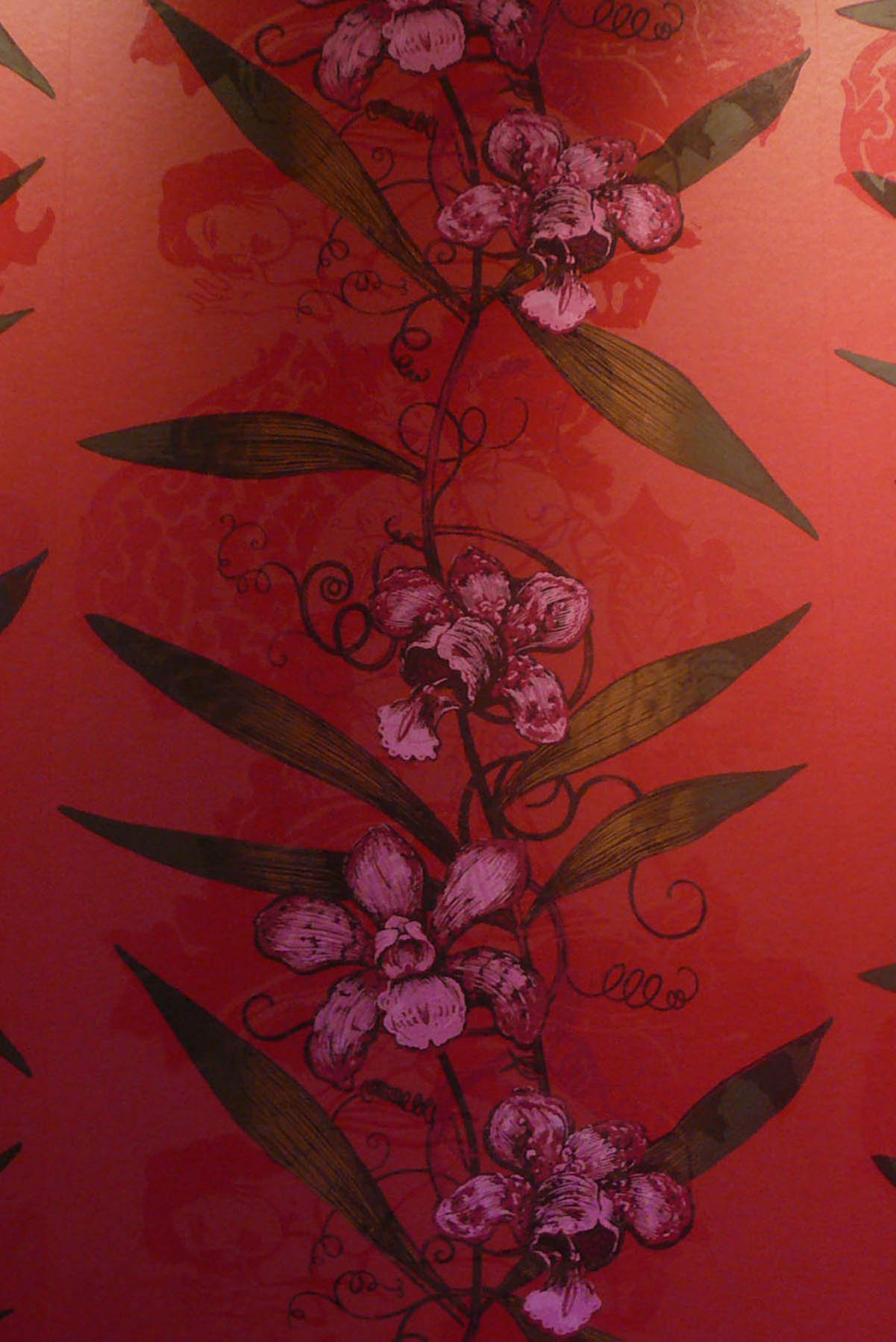 oriental orchid  hand printed wallpaper by timorous beasties on adorn.house
