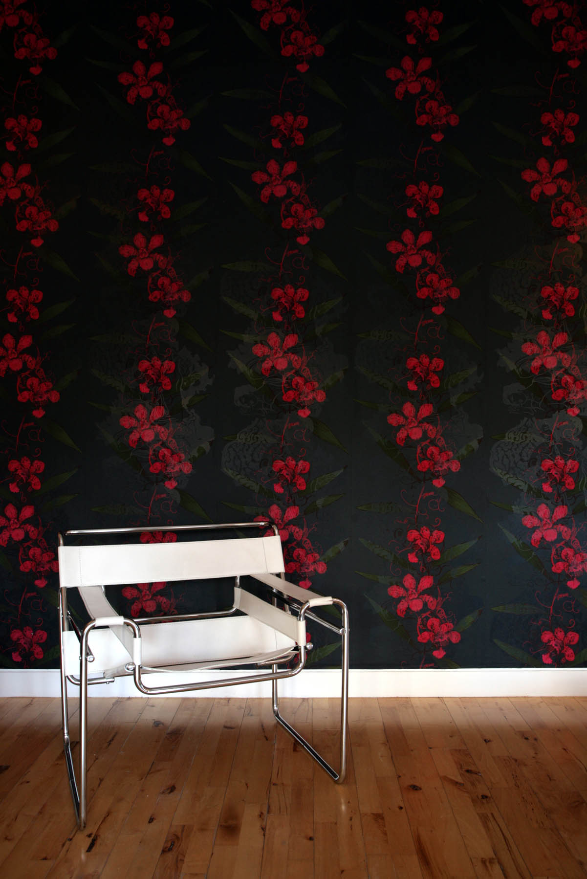 oriental orchid  hand printed wallpaper by timorous beasties on adorn.house