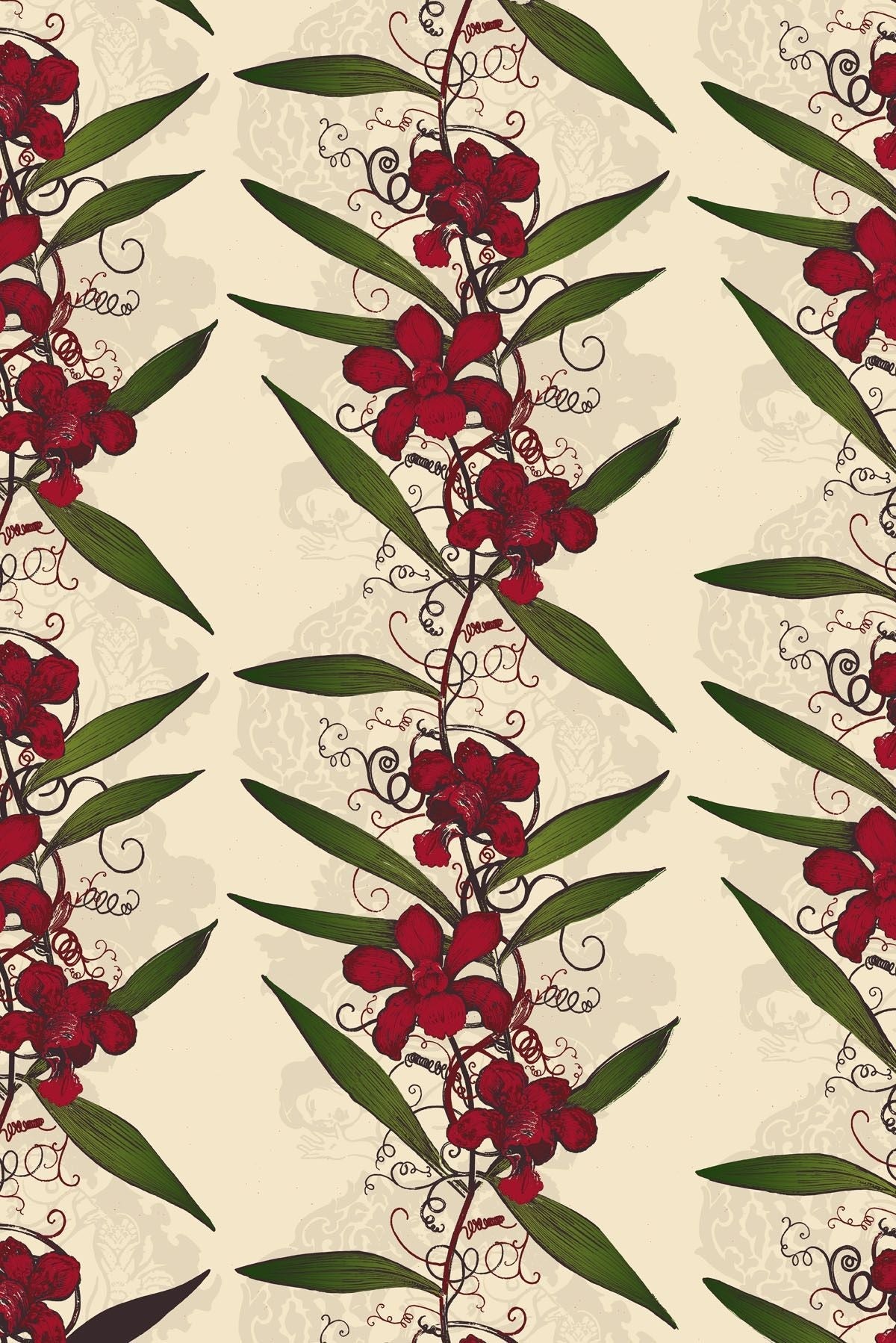 oriental orchid  hand printed wallpaper by timorous beasties on adorn.house