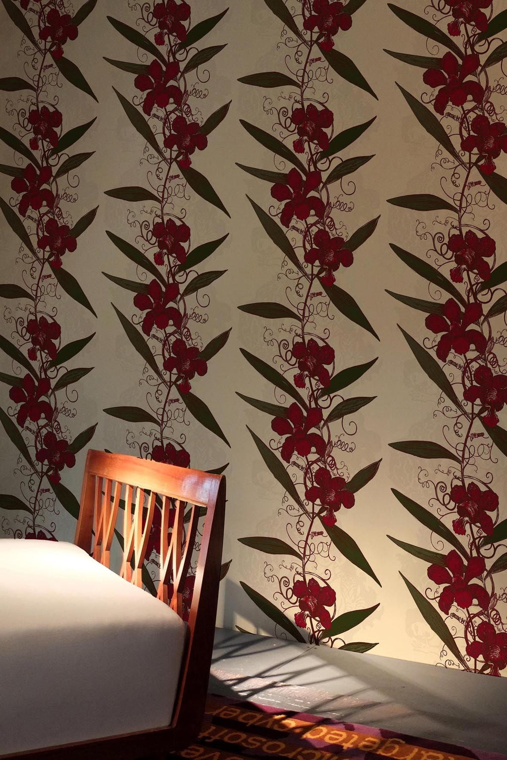 oriental orchid  hand printed wallpaper by timorous beasties on adorn.house