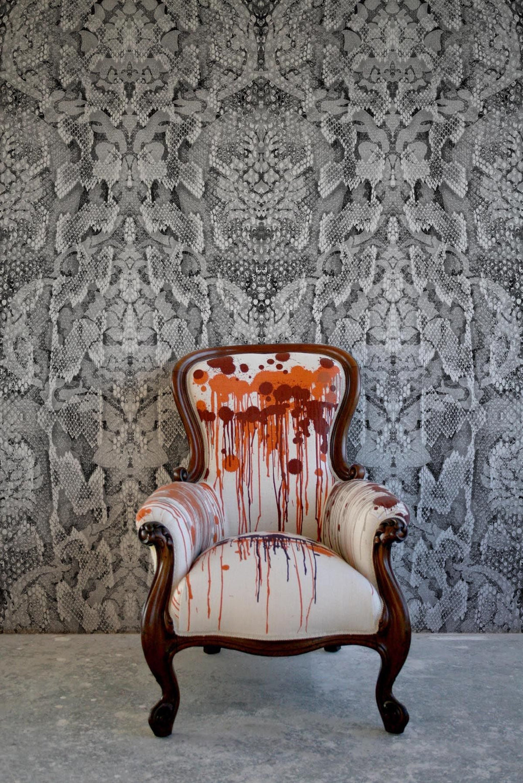 snakeskin damask superwide wallpaper panel by timorous beasties on adorn.house
