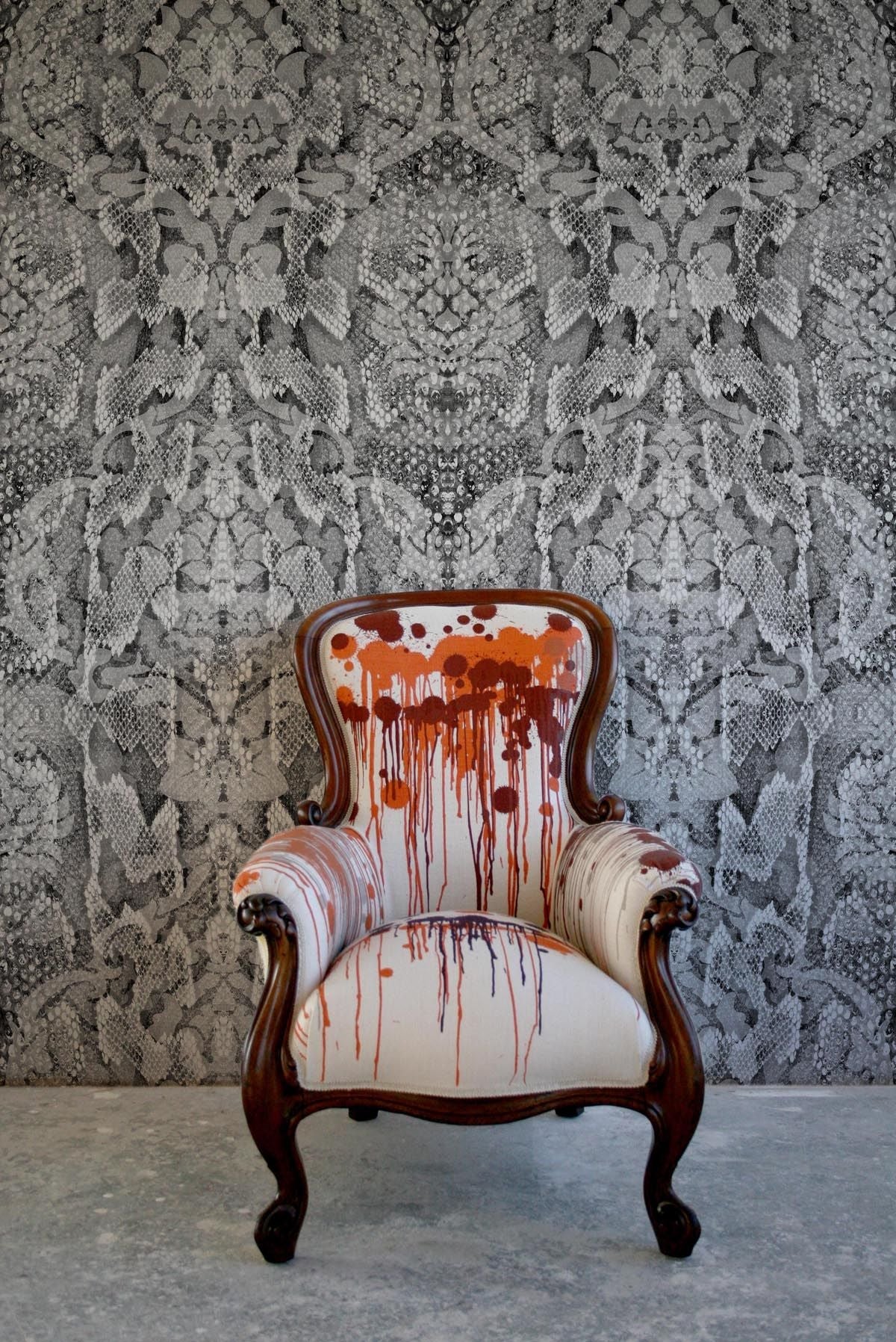 snakeskin damask superwide wallpaper panel by timorous beasties on adorn.house