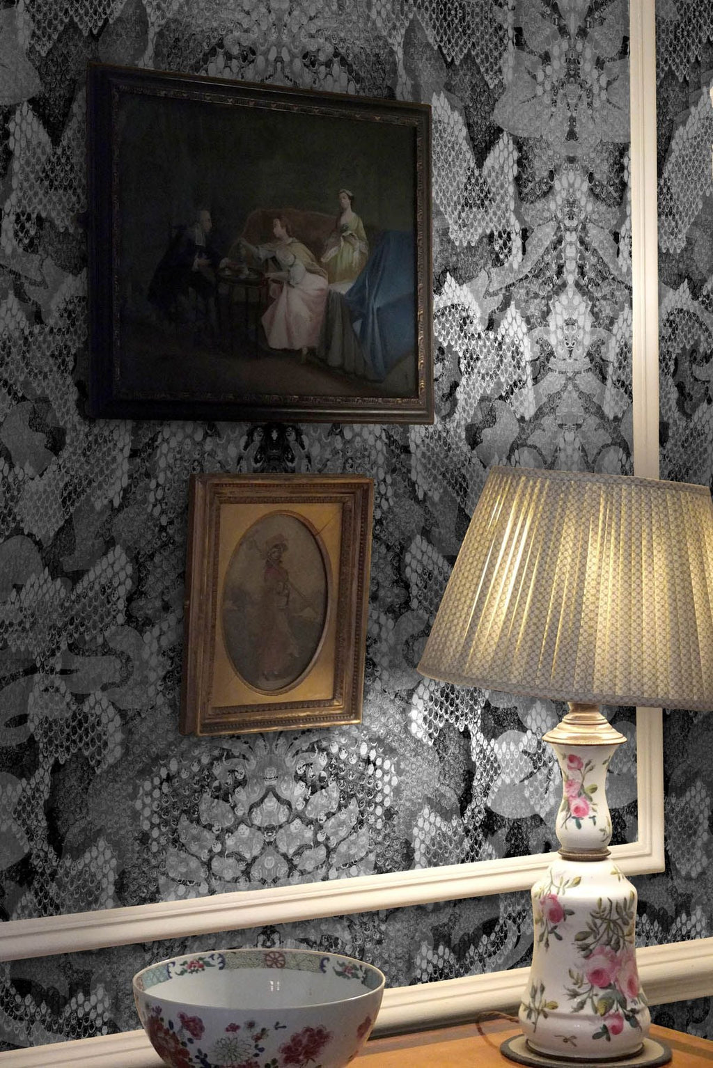 snakeskin damask superwide wallpaper panel by timorous beasties on adorn.house