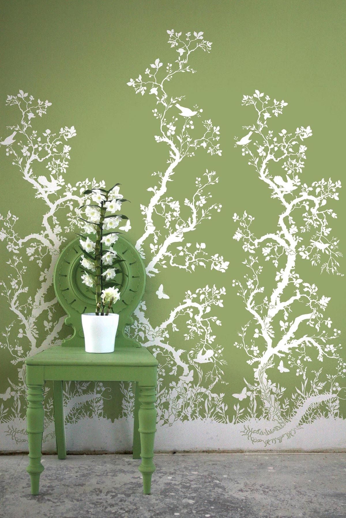 birdbranch hand printed wallpaper panel by timorous beasties wallpaper on adorn.house