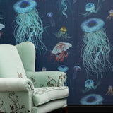 jellyfish foil wallpaper by timorous beasties on adorn.house