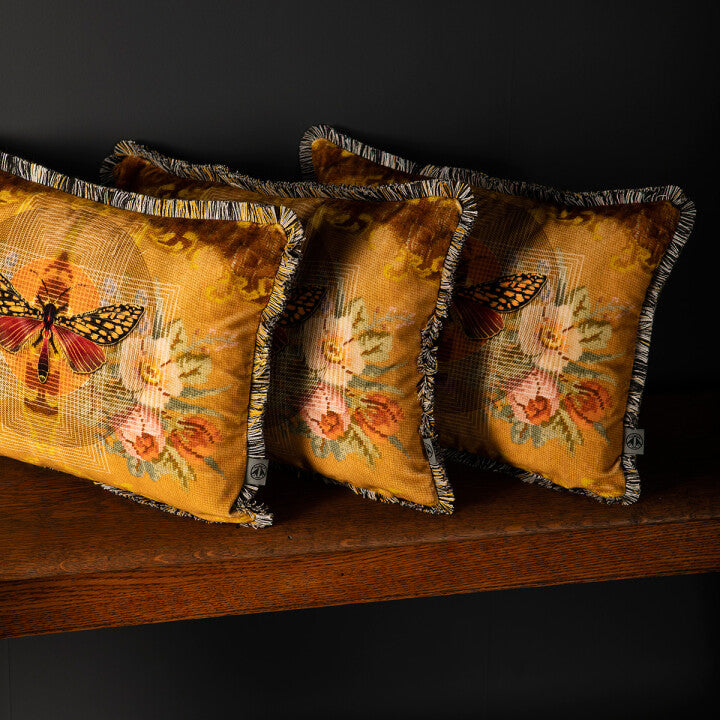 chintz moth fringed cushion by timorous beasties on adorn.house