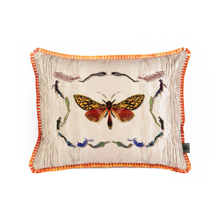 wood moth velvet fringed cushion by timorous beasties on adorn.house