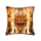 totem damask pickled quince velvet fringed cushion by timorous beasties on adorn.house