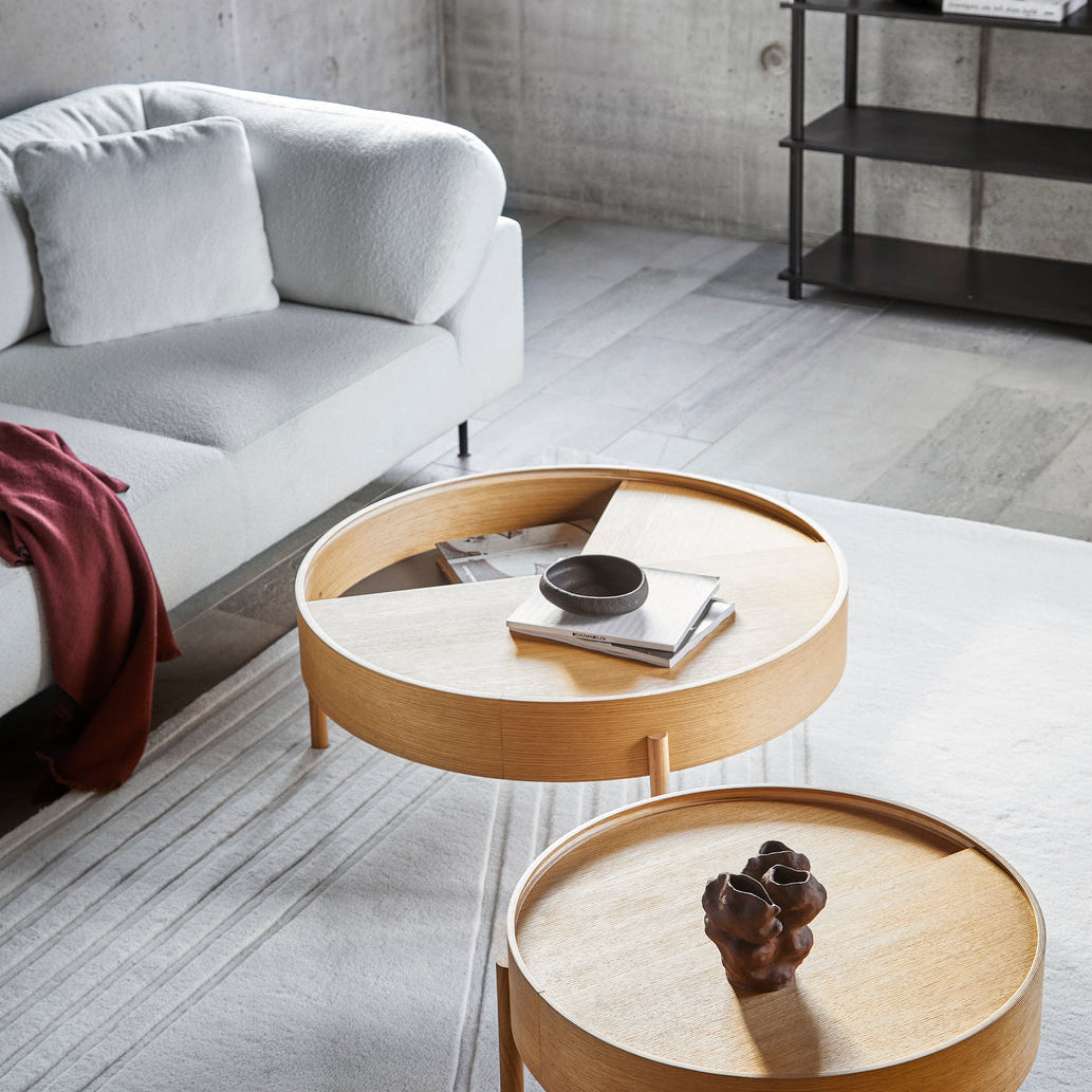  arc side table 42 cm white pigmented lacquered oak by woud at adorn.house
