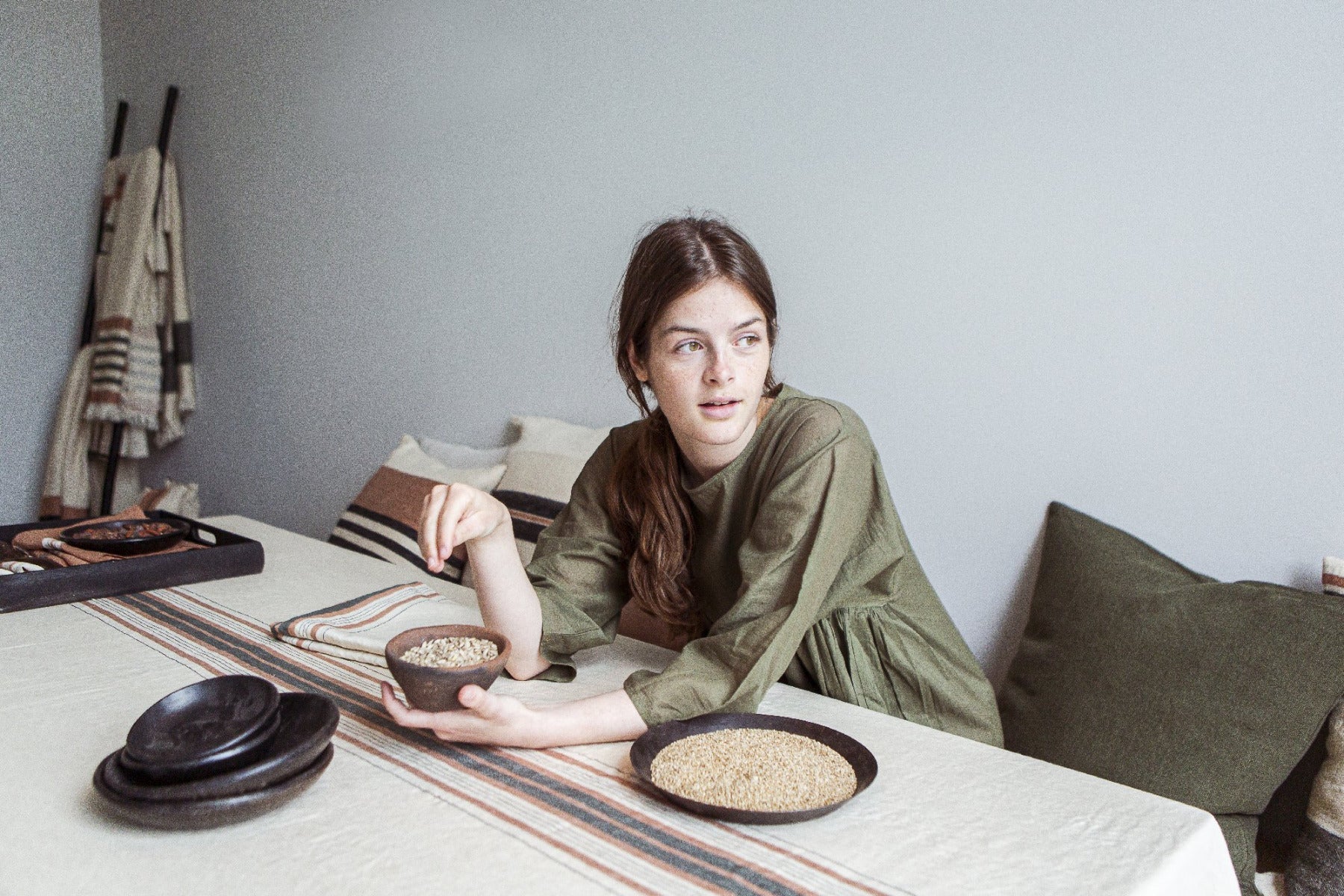 gypsum tablecloth belgian linen by libeco on adorn.house