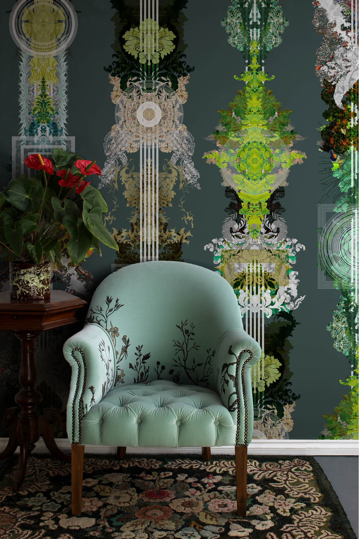 totem damask wallpaper, timorous beasties, wallpaper, - adorn.house