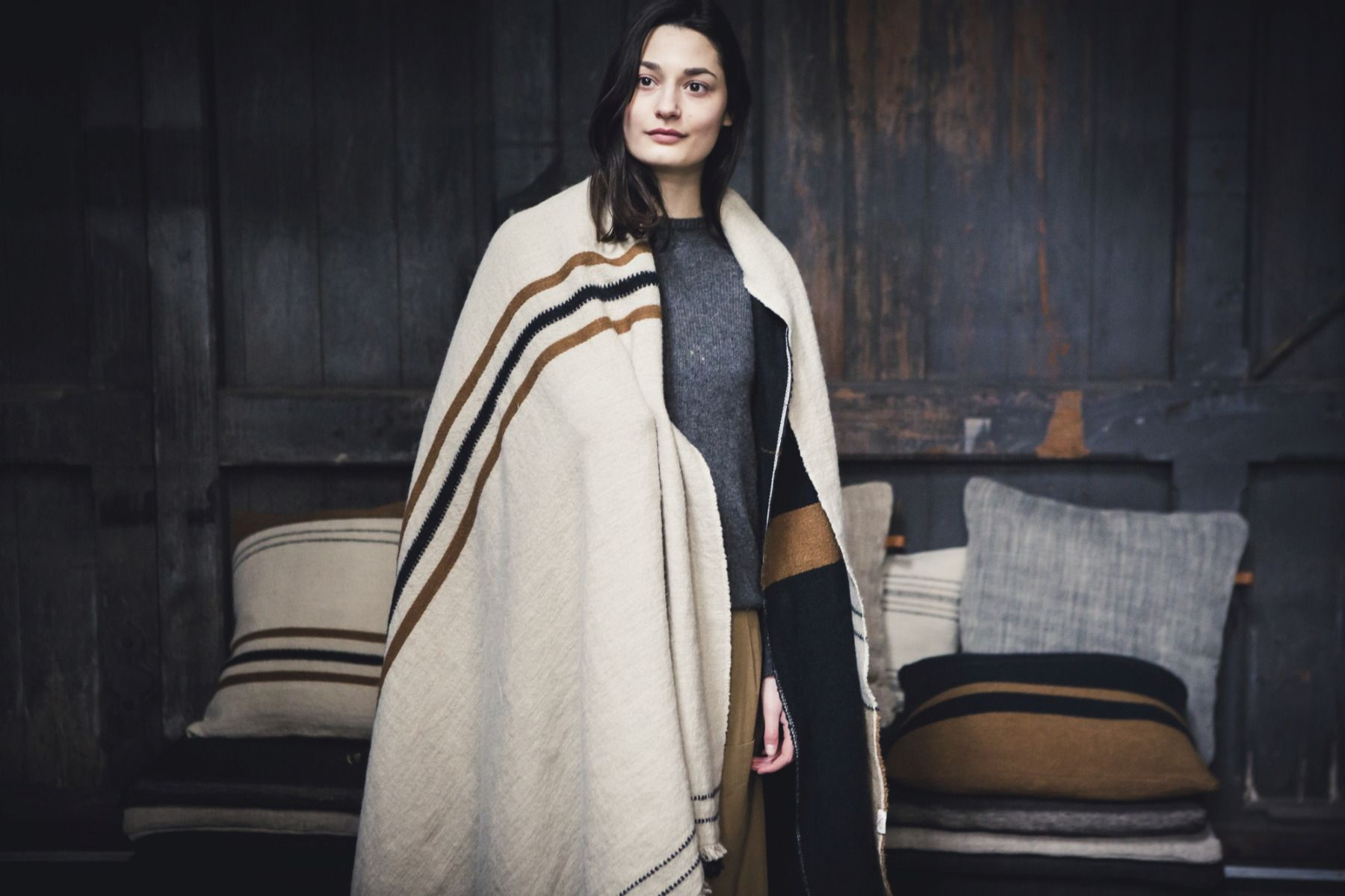 foundry throw blanket linen wool by libeco on adorn.house