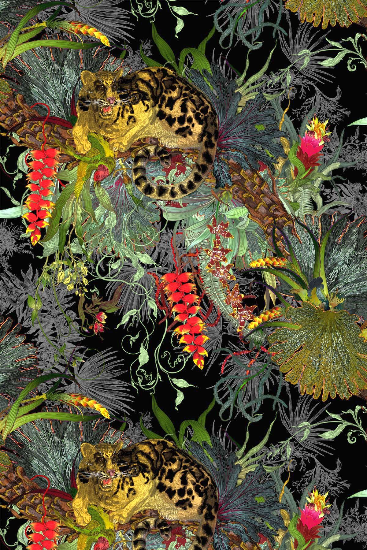 tropical clouded leopard superwide wallpaper by timorous beasties on adorn.house