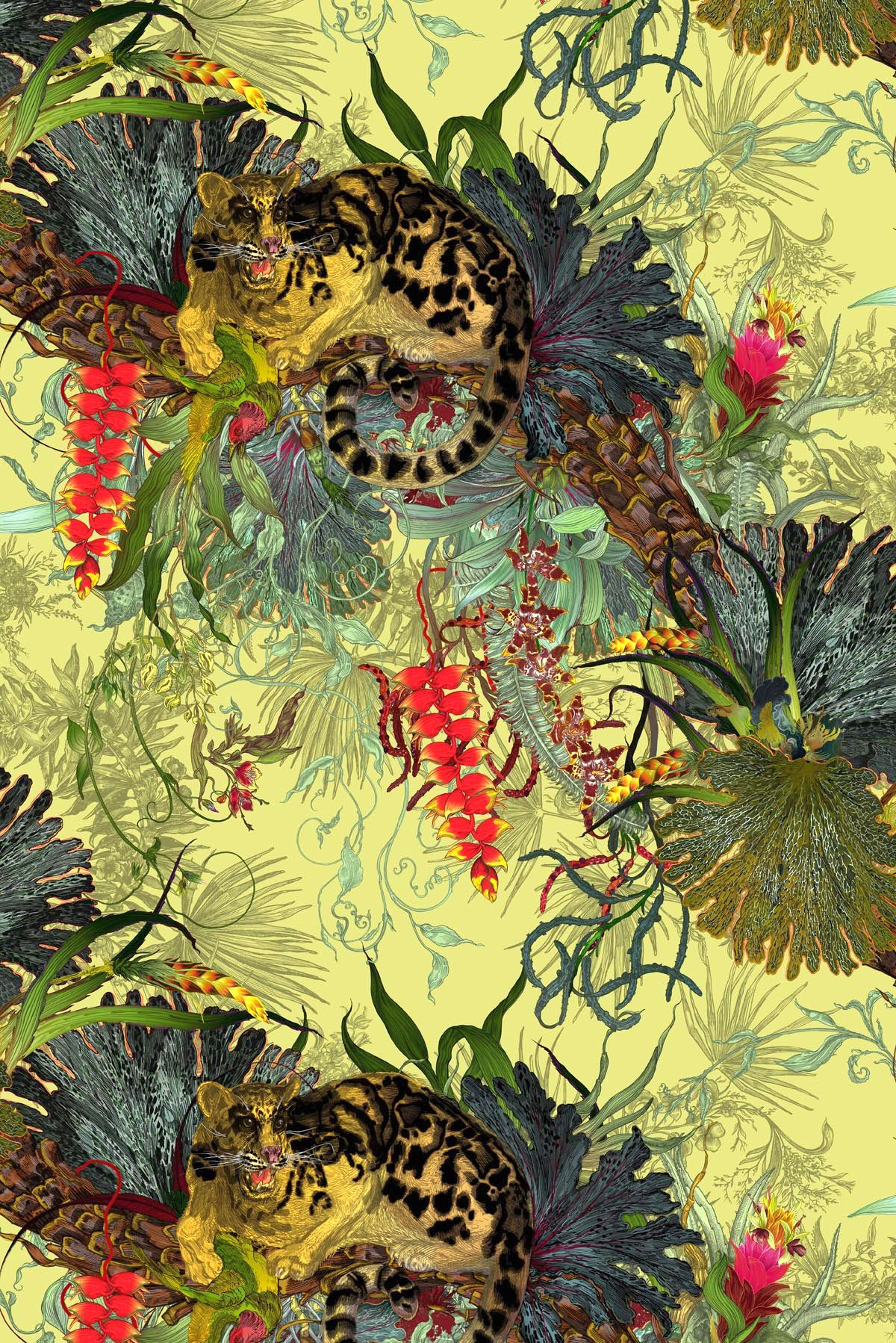 tropical clouded leopard superwide wallpaper by timorous beasties on adorn.house
