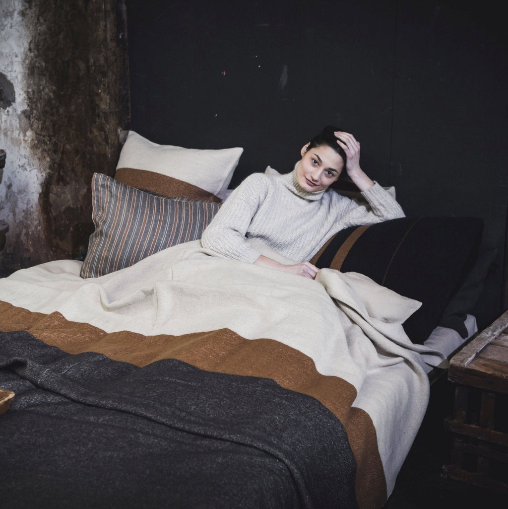 nash linen wool coverlet blanket by libeco on adorn.house