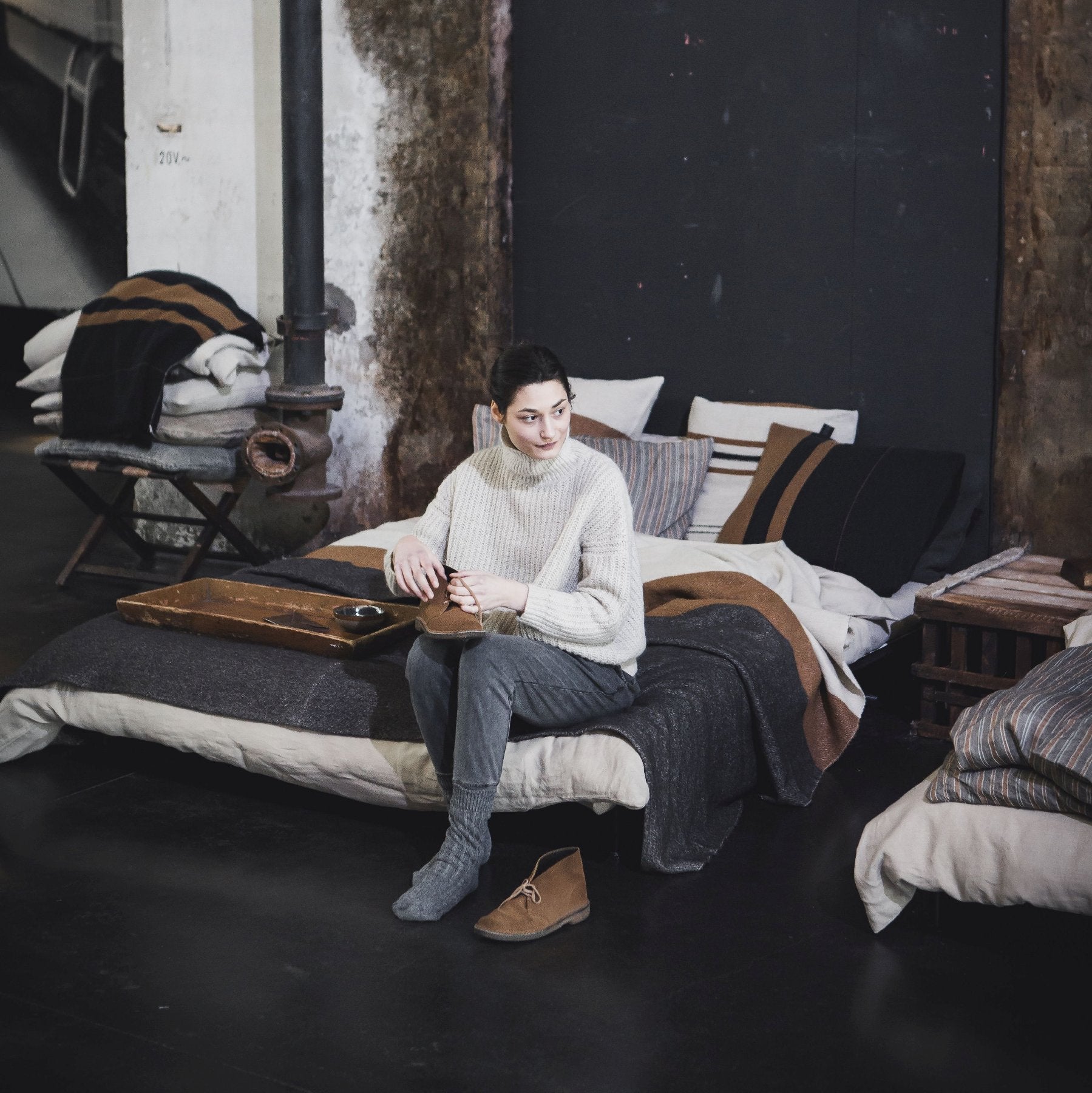 nash linen wool coverlet blanket by libeco on adorn.house