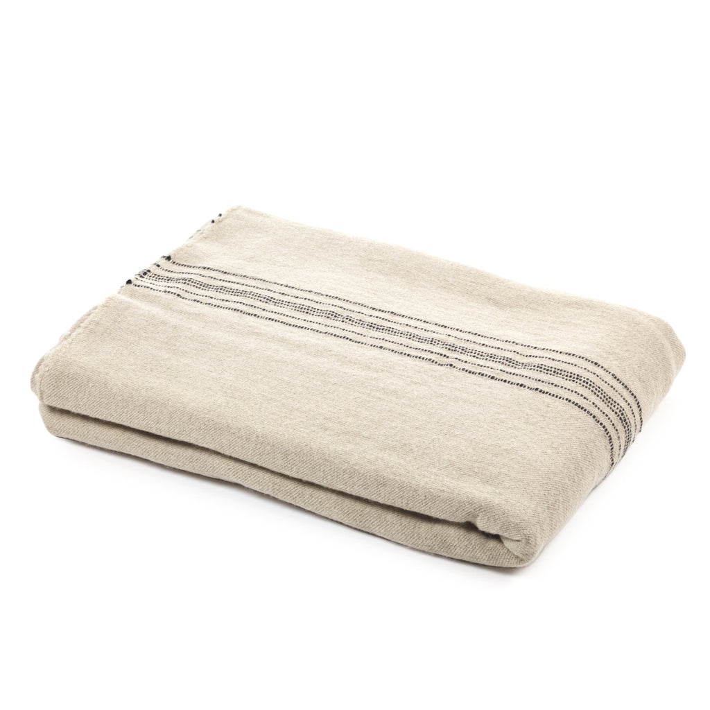 moroccan stripe coverlet wool linen blanket by libeco on adorn.house