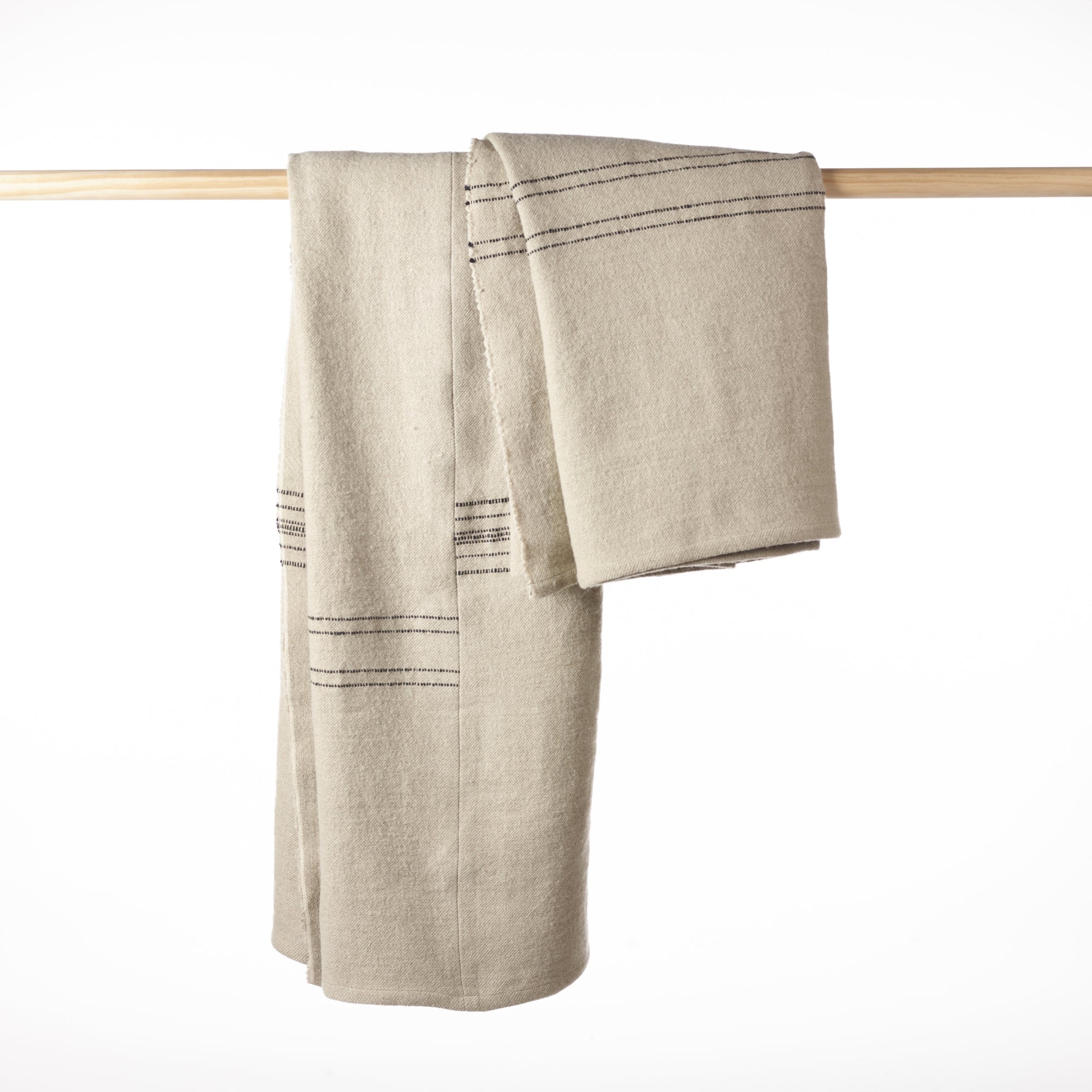 moroccan stripe coverlet wool linen blanket by libeco on adorn.house