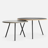 soround coffee table black 29.5 d x 19.3” by woud at adorn.house
