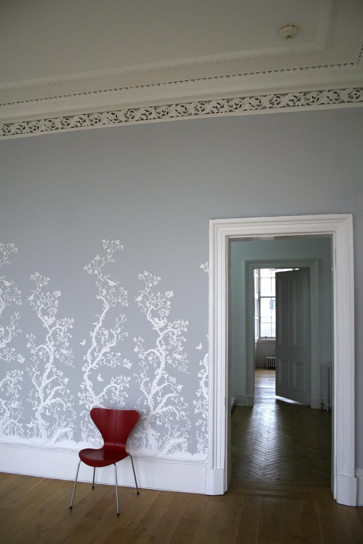 birdbranch hand printed wallpaper panel by timorous beasties wallpaper on adorn.house