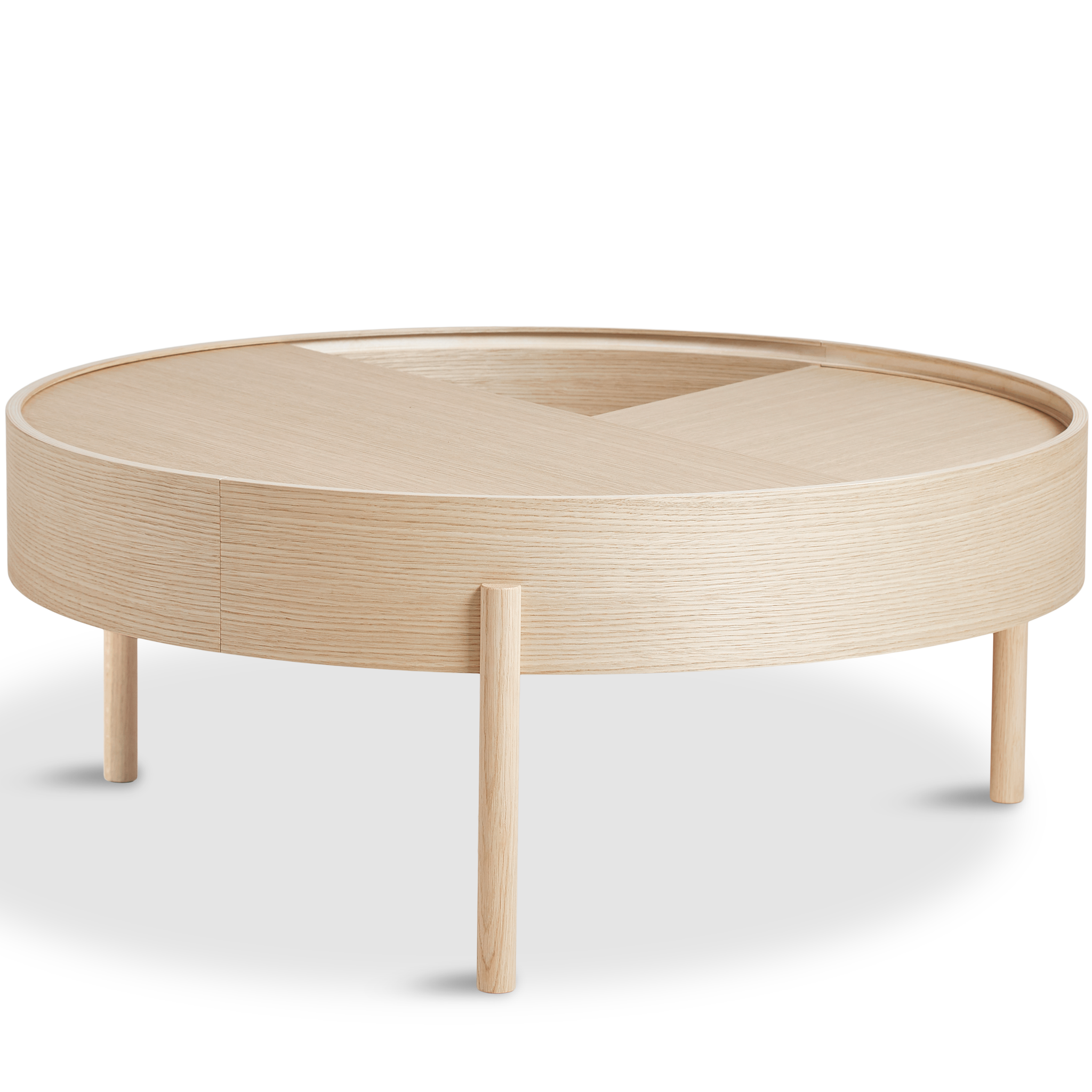 arc coffee table (89 cm) - white pigmented ash by woud at adorn.house
