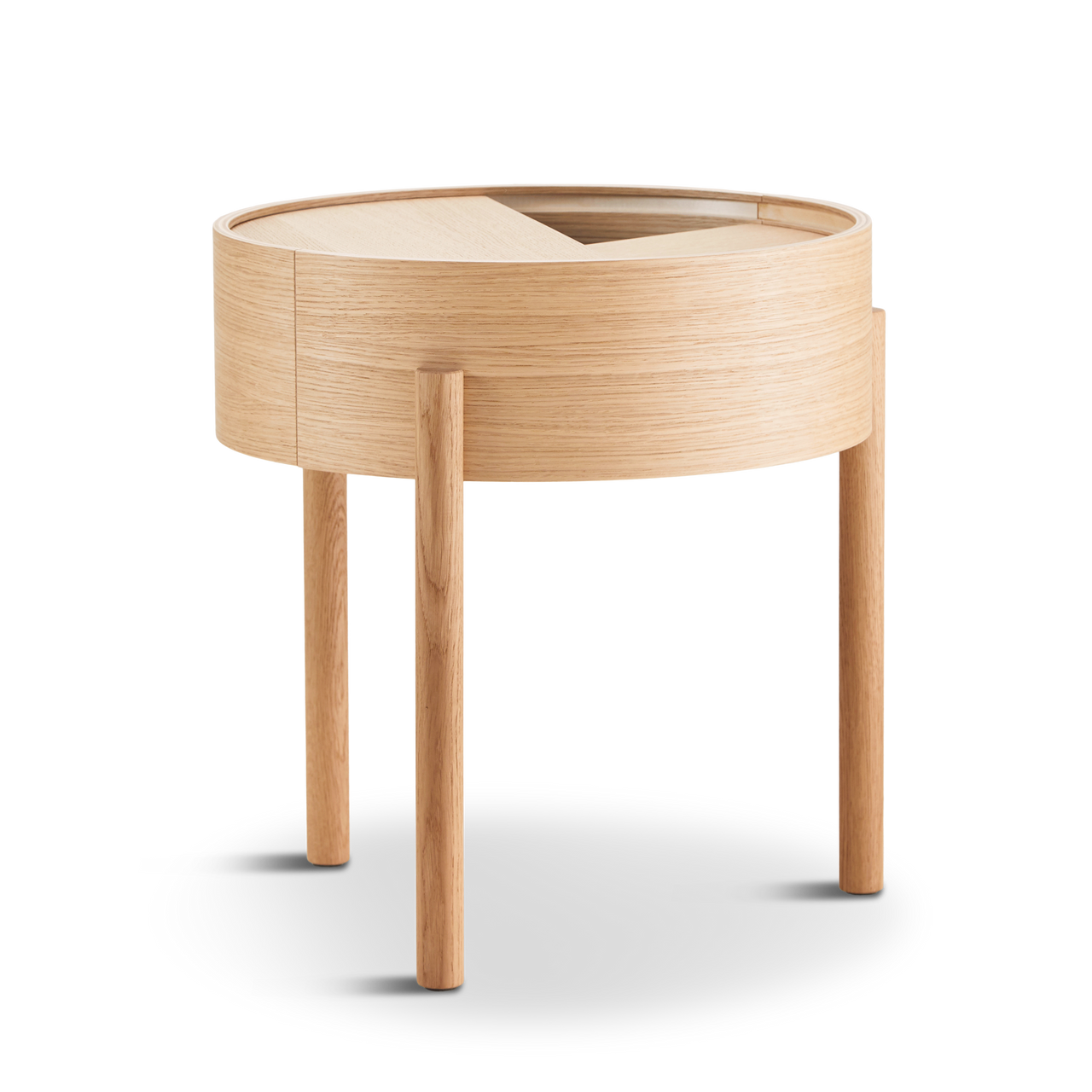 arc side table 16.5” white pigmented lacquered oak