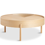 arc coffee table (89 cm) - white pigmented lacquered oak by woud at adorn.house
