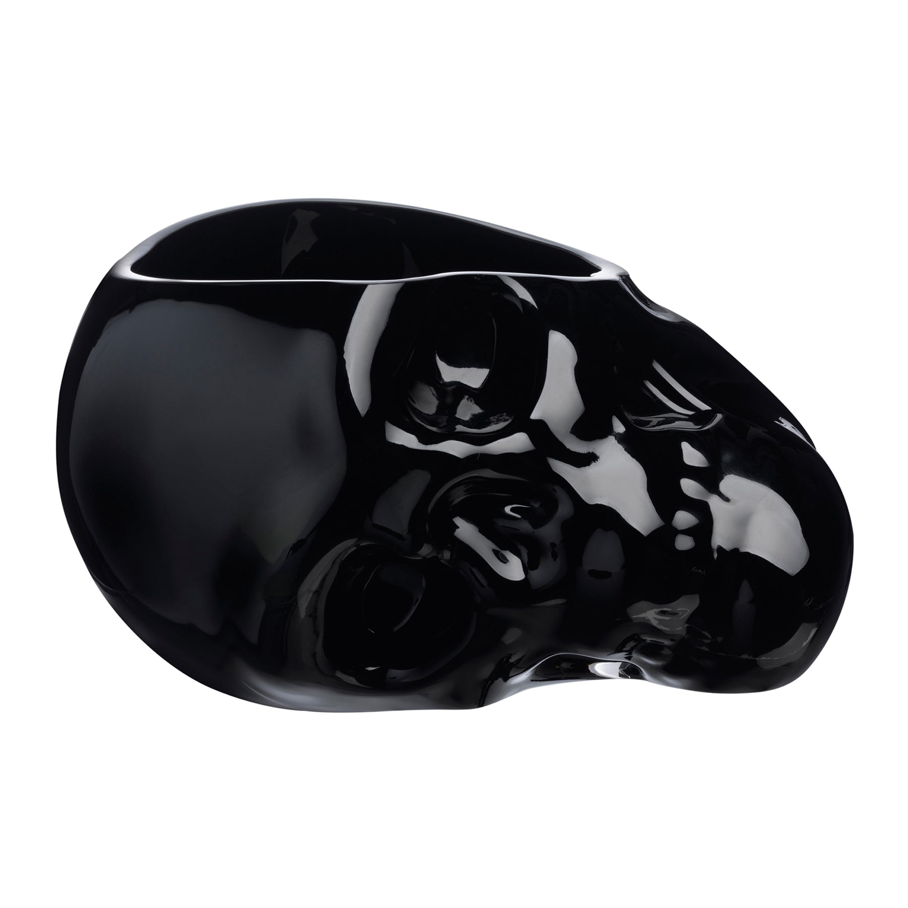 memento mori faceted skull bowl black large  by nude at adorn.house 