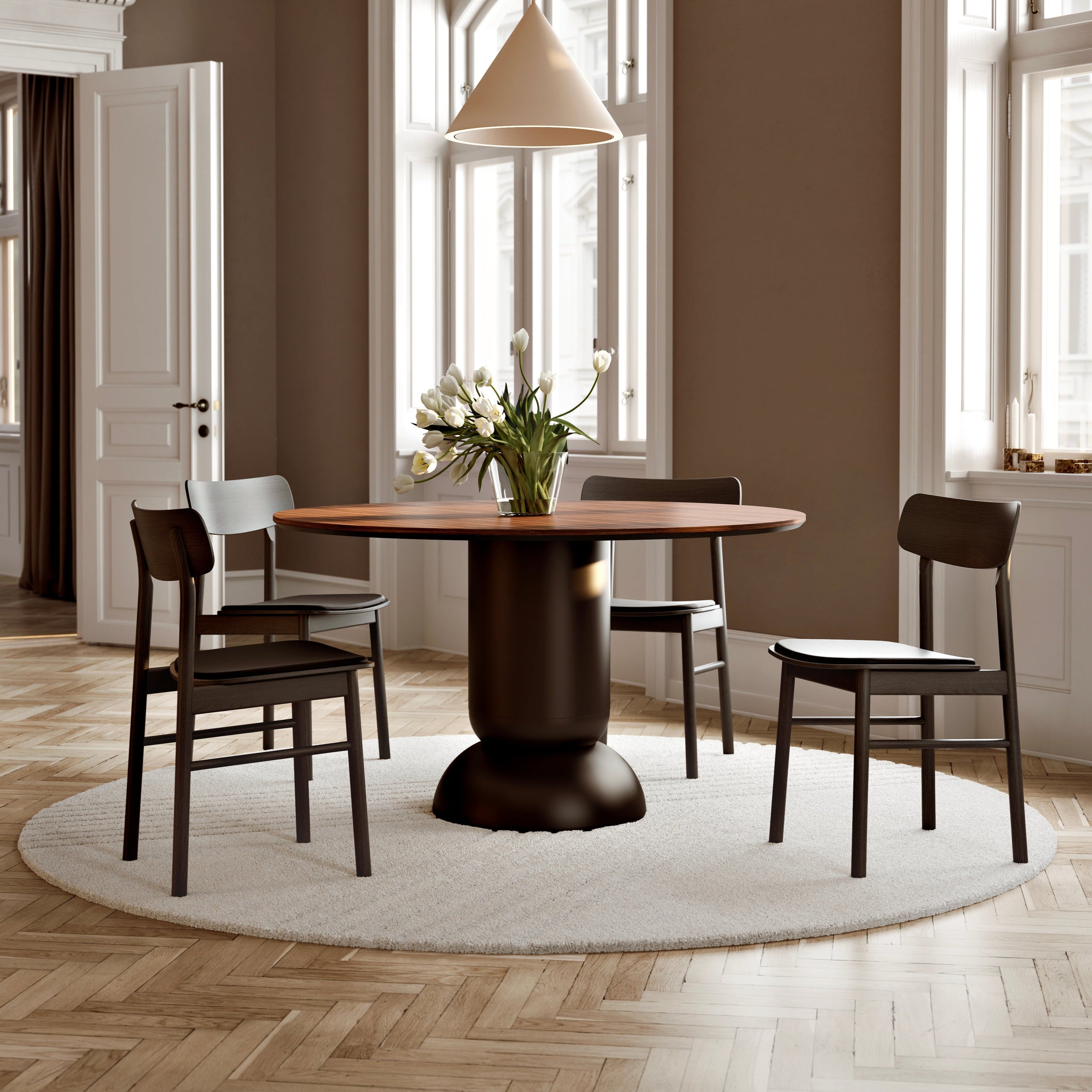 ludo dining table 130 cm walnut by woud at adorn.house