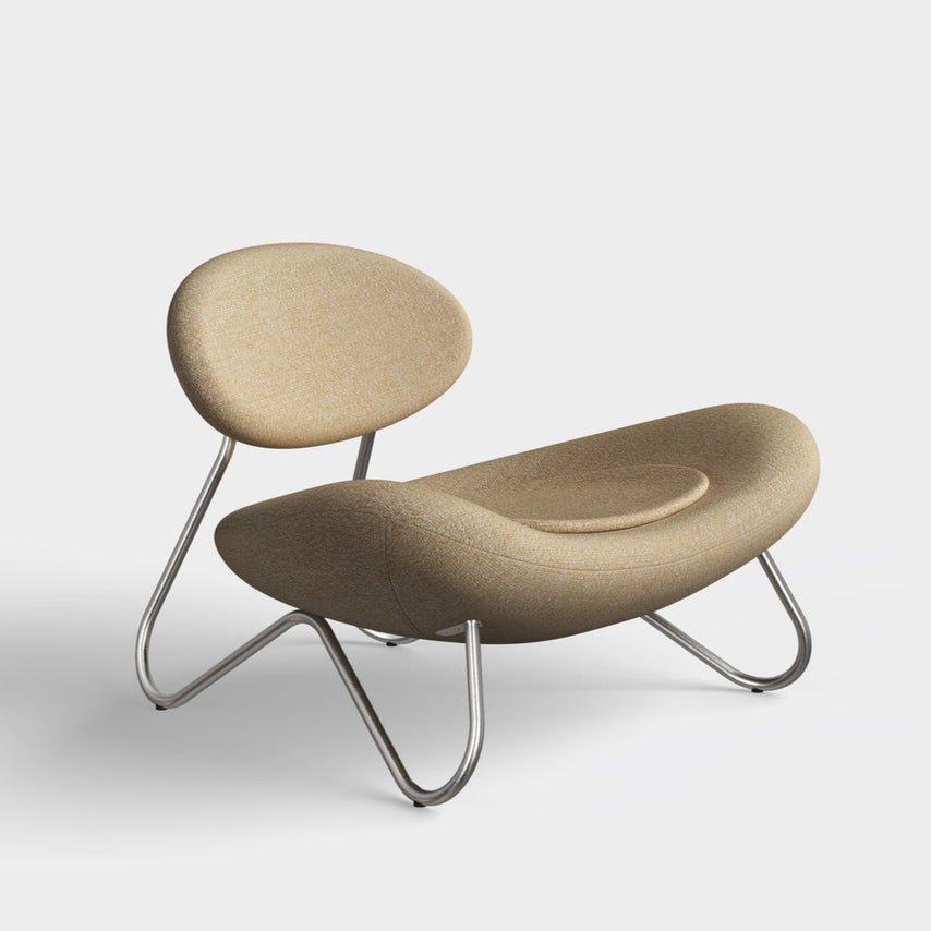 meadow lounge chair beige & brushed steel