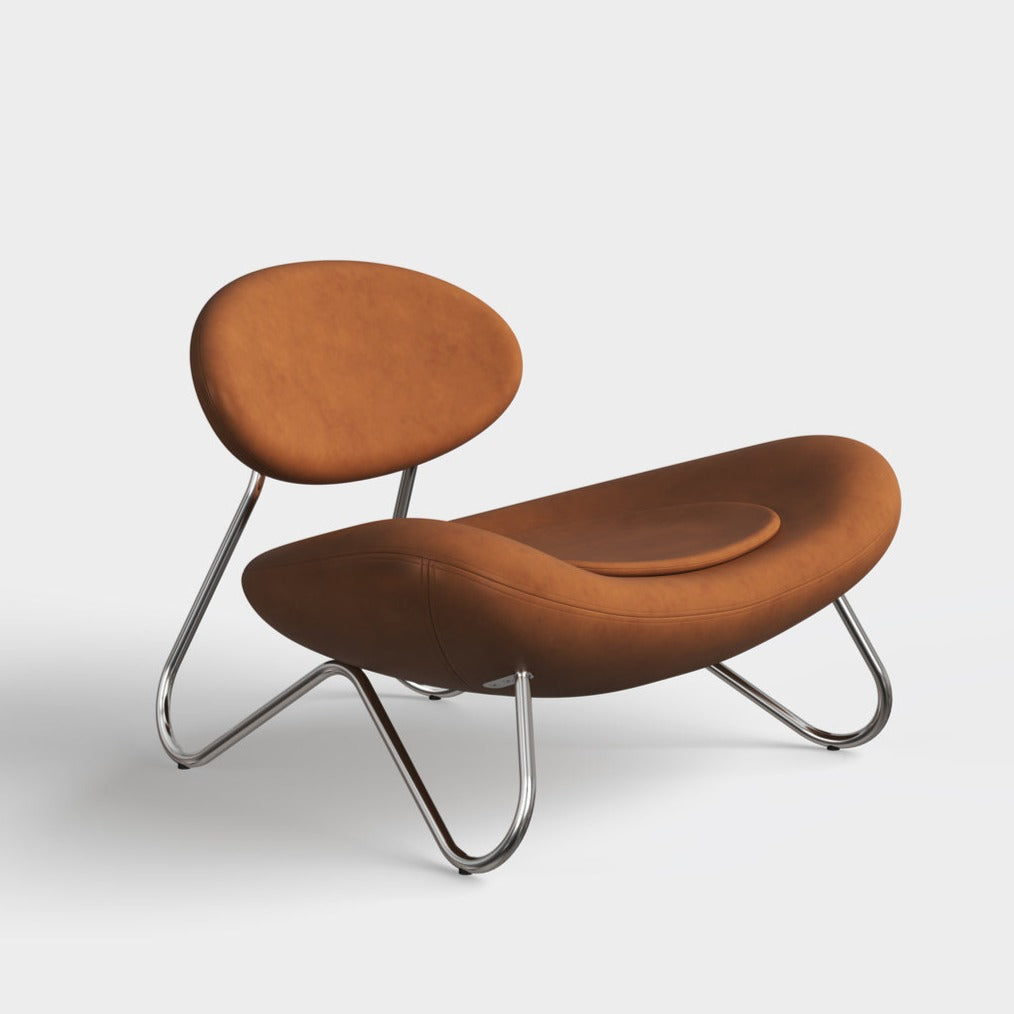 meadow lounge chair cognac leather & chrome by woud at adorn.house