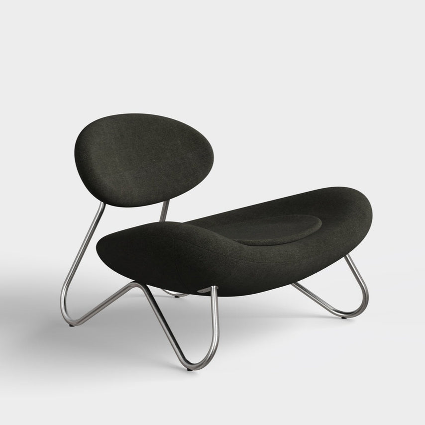 meadow lounge chair dark brown & brushed steel
