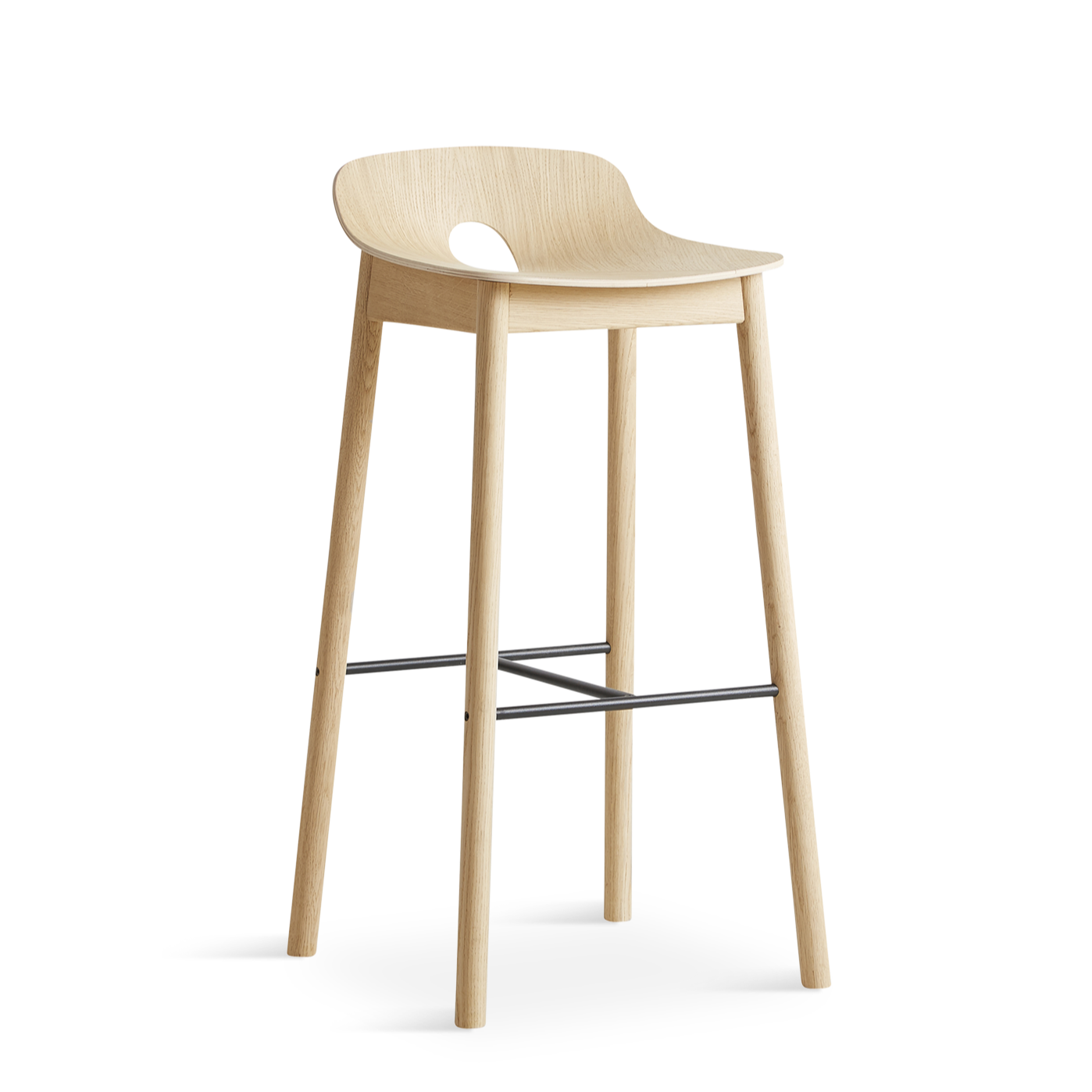 mono bar stool - white pigmented oak by woud at adorn.house