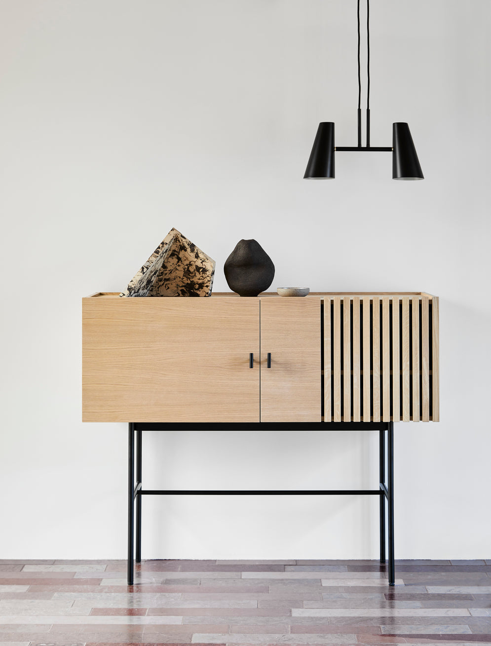 array sideboard (120 cm) - white pigmented oak by woud at adorn.house
