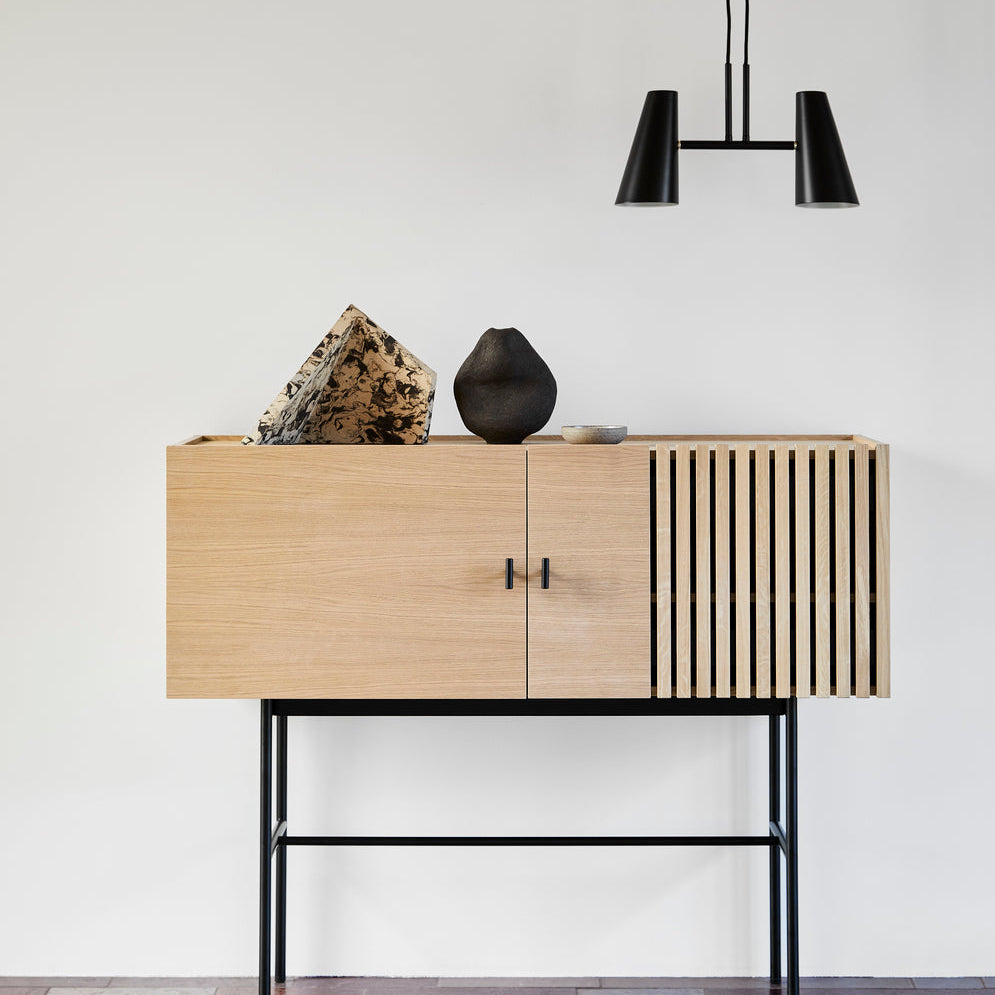 array sideboard (120 cm) - white pigmented oak by woud at adorn.house