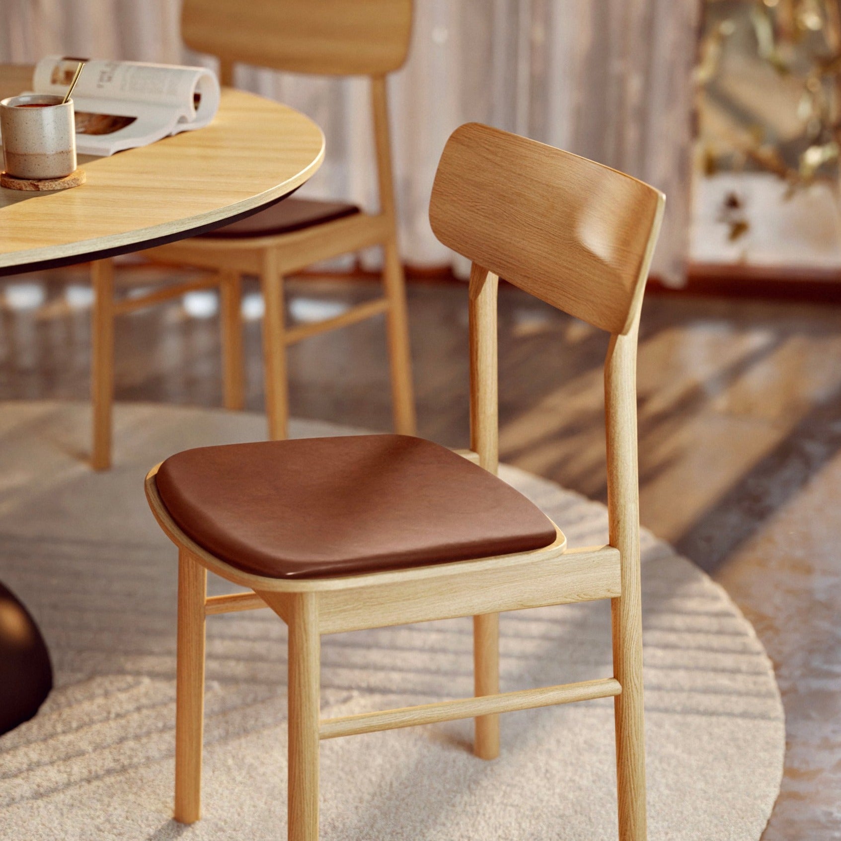 soma dining chair oiled oak w/ leather by woud at adorn.house