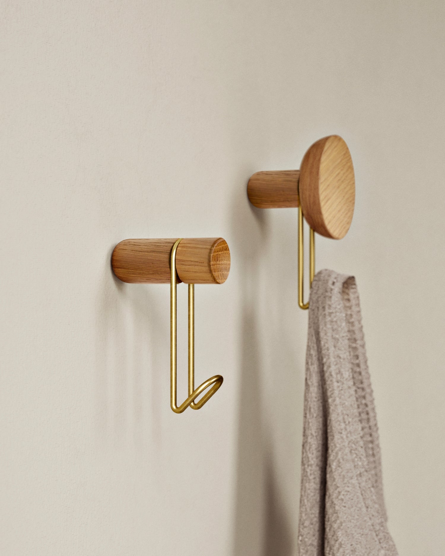 around wall hanger large oak & satin brass by woud at adorn.house