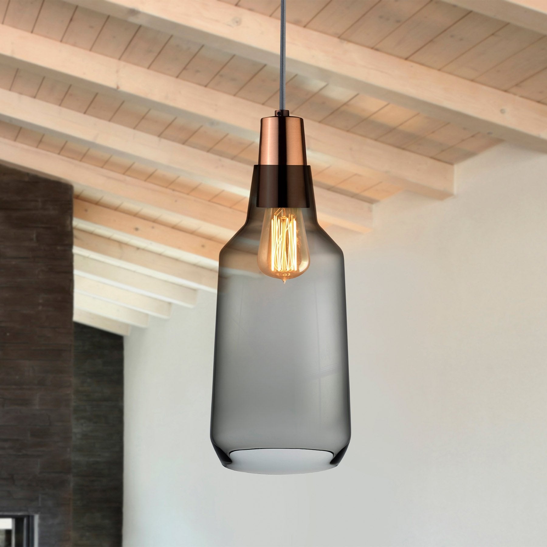 mono lamp smoke with copper socket tall by nude at adorn.house