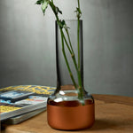 contour bud vase with clear top and copper base by nude at adorn.house